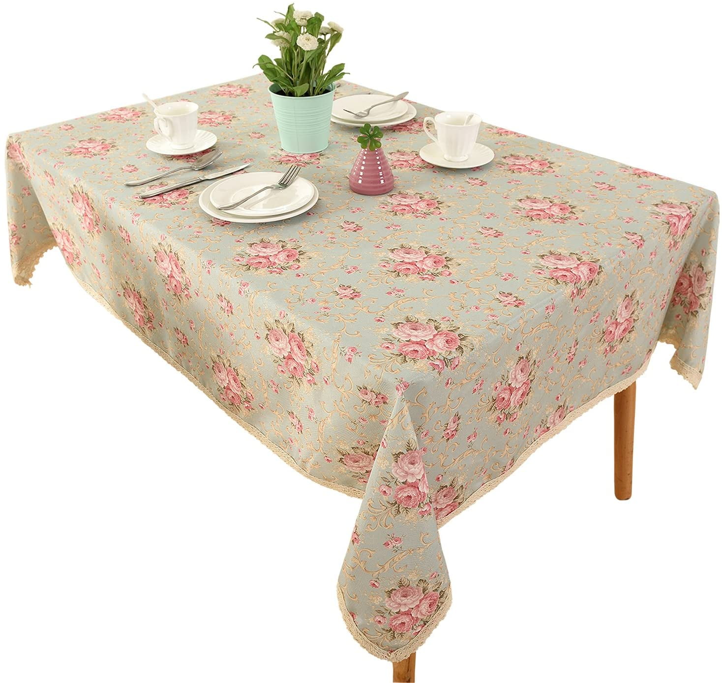 Dining Room Kitchen Rectangular Table Cover Multicolor Scandinavian Leaves and Flowers Pattern with Rainbow Colors Classic Floral Design Ambesonne Colorful Tablecloth 52 X 70