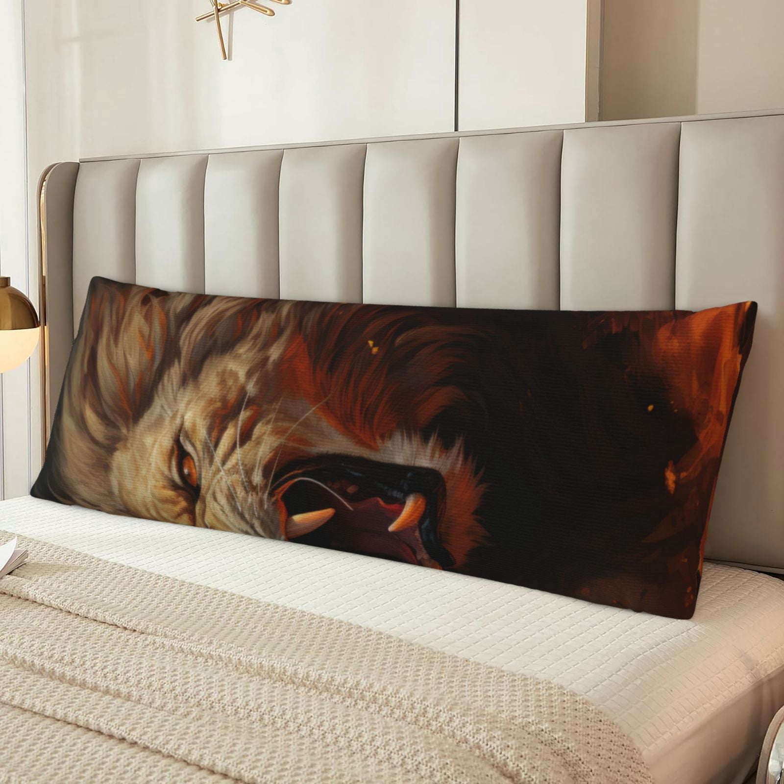 Naloa Cool Flame Lion A Super Soft 20x60 Body Pillow Case,Long Side Hidden Zipper（PILLOWS ARE NOT INCLUDED）