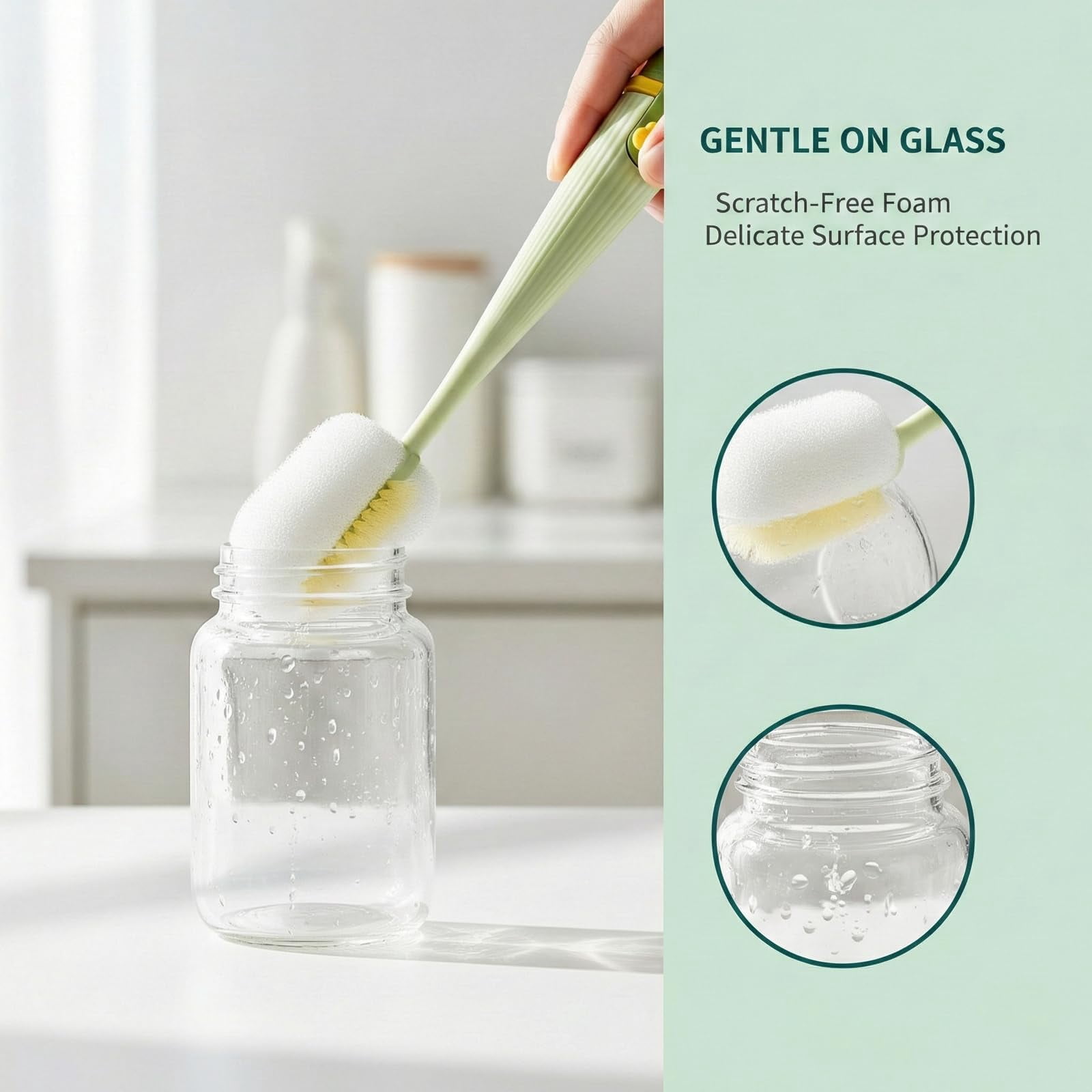 5 in 1 Bottle Lid Gap Cleaning Brush Set, Multifunctional Cup Cleaner for Baby Bottles, Drinking Cups & Straws, Modular & Detachable Design with Long Handle, Easy Rinsing