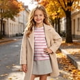 thumbnail image 3 of OGLCCG Girls Striped Long Sleeve Shirts Crewneck Basic Tops for Kids Lightweight Stretch Fall Tops Size 9, 3 of 8