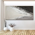 thumbnail image 5 of Large Black Grey Minimalist Wall Art Modern Textured Painting on Canvas Black Textured Canvas Art Contemporary Living Room Wall Art,Unstretched,Frameless,(46*92cm)18*36Inches, 5 of 5