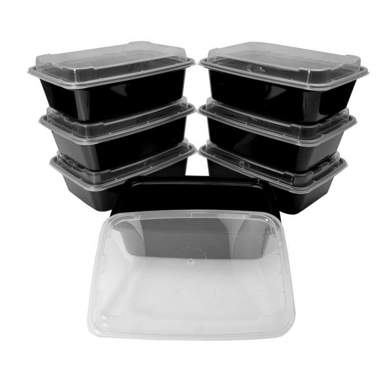 Choice 33 oz. Black 9 Round 3-Compartment Microwavable Heavy Weight  Container with Lid - 25/Pack