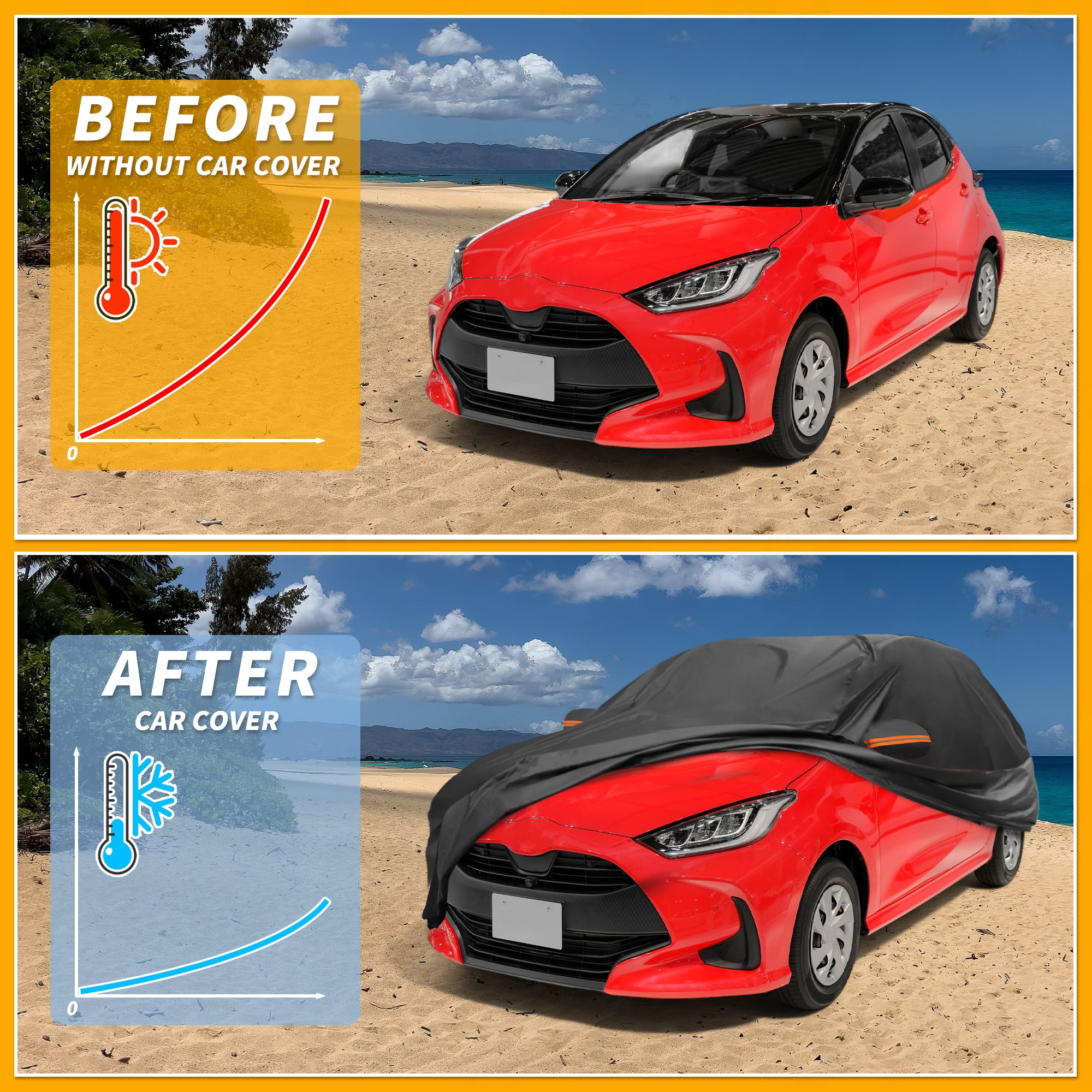Unique Bargains Waterproof Car Cover - UV-Resistant Full Exterior Protection 165.35"x66.93"x53.15"