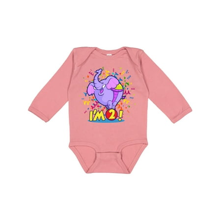 

Inktastic I m Two Elephant Gift Baby Boy or Baby Girl Long Sleeve Bodysuit
