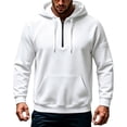 thumbnail image 2 of BVOFAR Mens Hooded Sweatshirt Winter Fleece Full Zip Jackets Quarter Zip Pullover Long Sleeve Outerwear with Multi Pockets White XXL, 2 of 6