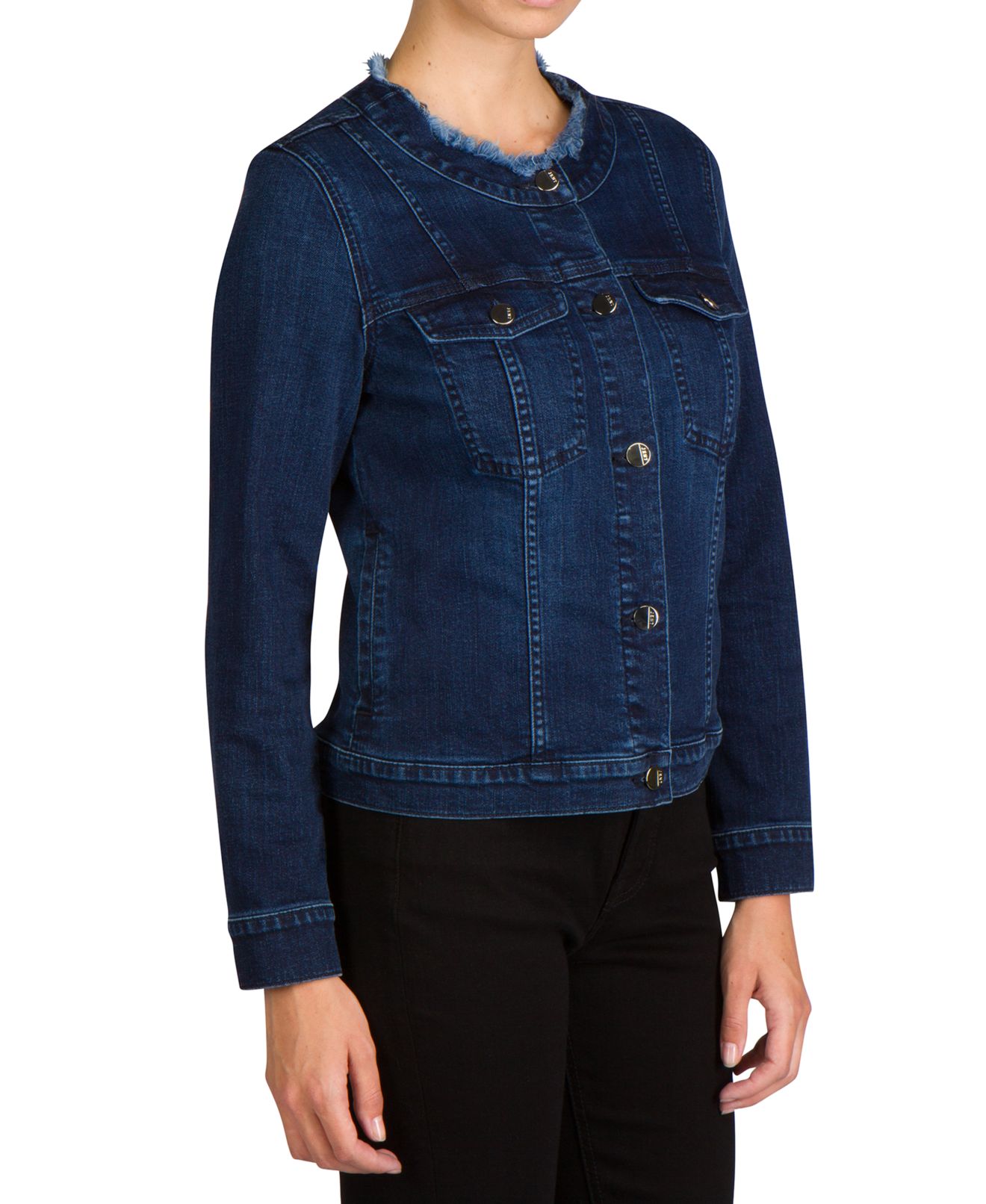 JEN7 Womens Denim Jacket Small Fringe 