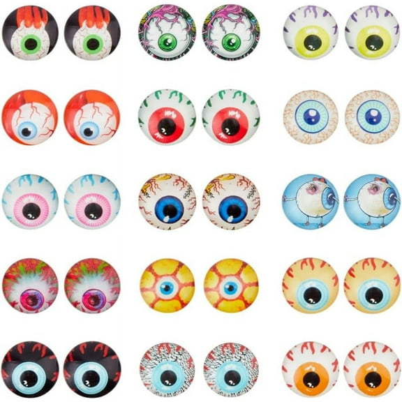 Eyeballs 30 Pcs of 15 Styles Half Round Realistic 1.95cm Acrylic Eyes for Props Glass Craft Eyes Cabochons Masks Dolls or Bears Craft Plastic Eyeballs colorful DIY