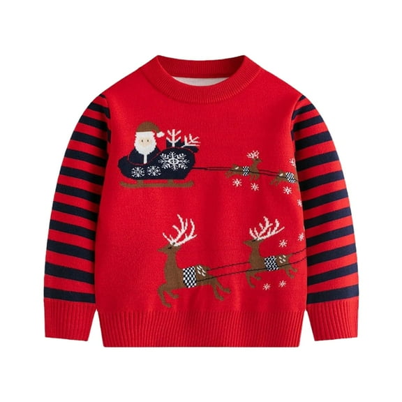 Christmas Sweaters for Women Santa And Reindeer Pattern Knitted Sweater For g_irls Cozy Winter Pullover Soft Yarn Top For k`ids Holiday Family Party Outfit Ugly Christmas Sweaters