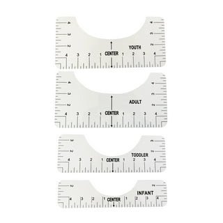 CHARMINER 4 PCS T-Shirt Alignment Ruler, Tshirt Ruler Guide Tool, T-Shirt  Graphic Alignment Centering Tool, Tee Shirt Fashion Center Design, Suitable  for All Ages 4 Sizes (White) Arts, Crafts & Sewing
