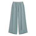 thumbnail image 6 of Xdegoge Palooza Wide Leg Pants Women Casual High Waisted Elastic Waist Trousers with Large Pockets Loose Fit Relaxed Lounge Summer Beach Bottoms, 6 of 6