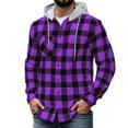 thumbnail image 2 of LYSMORA Mens Plaid Button Down Hooded Shirt Long Sleeve Chest Pocket Casual Outdoor Hoodie Shacket, 2 of 5