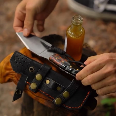 Kam Knife - Z9 N690 Steel Orange G Micarta Black Handle Fixed Blade