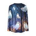 thumbnail image 3 of Craaazy Halloween Casual Tops for Women Loose Multicolor Crew Neck Long Sleeve Ghost Pumpkin Haunted House Halloween Printed Top Outdoor Shopping Blouse, 3 of 7
