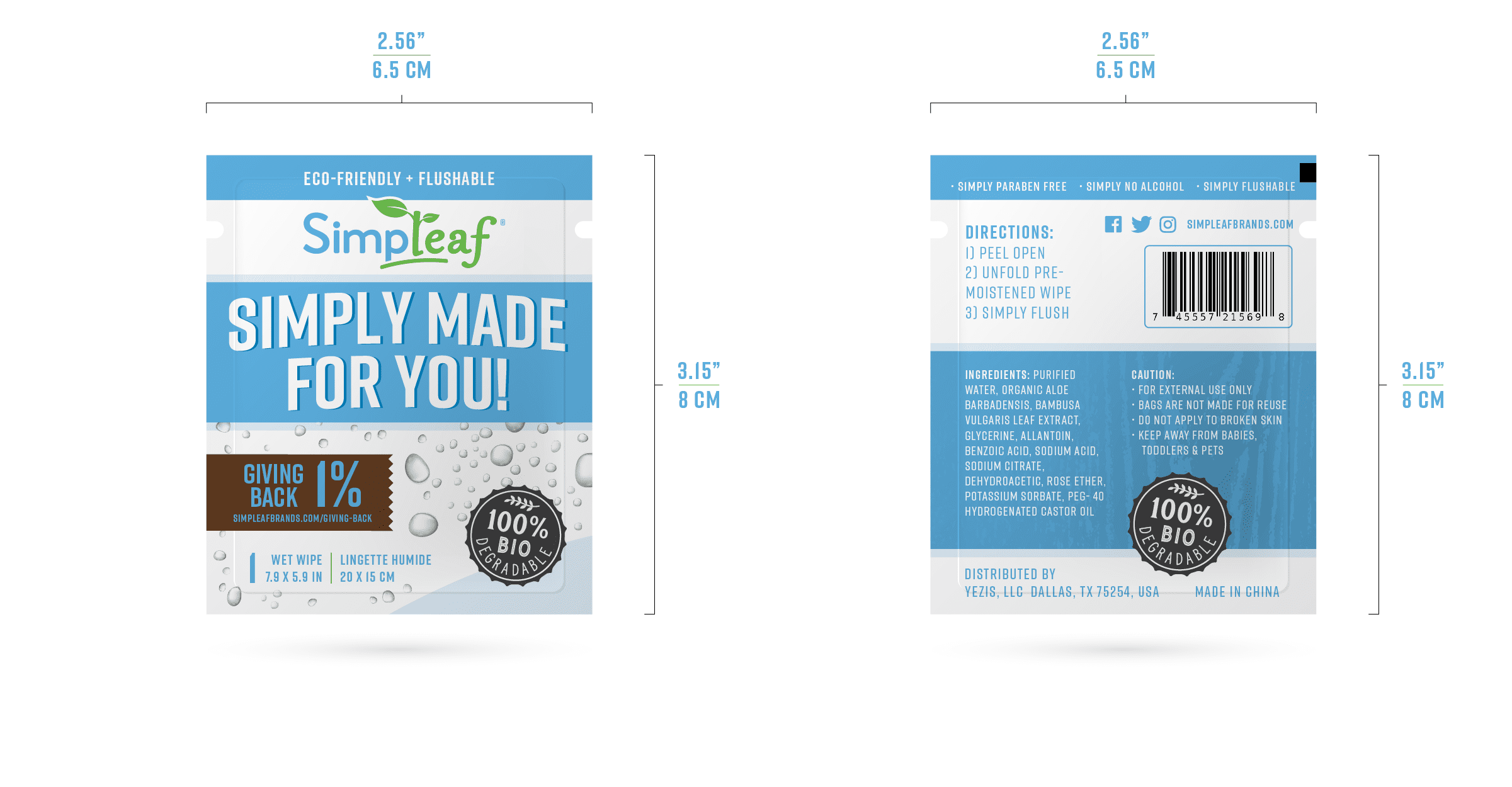 Simpleaf Flushable Single Pack Wet Wipes | Eco- Friendly, Paraben & Alcohol Free | Hypoallergenic & Safe for Sensitive Skin | Unscented | Travel Size | 6 pack- 180 Count Total - Bundle and Save