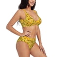 thumbnail image 2 of Wukai Yellow Limes Women's Bikini Set Two Piece,wimsuit High Waisted V Neck Twist Front Adjustable Spaghetti Straps Bathing Suit-Small, 2 of 7
