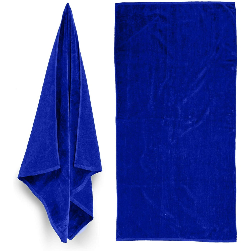 Royal Comfort 32x64 Solid Color Royal Blue (2 per Pack) Terry Velour