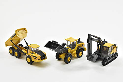 New Ray Toys Volvo Construction Vehicle Playset with Machine Shed 