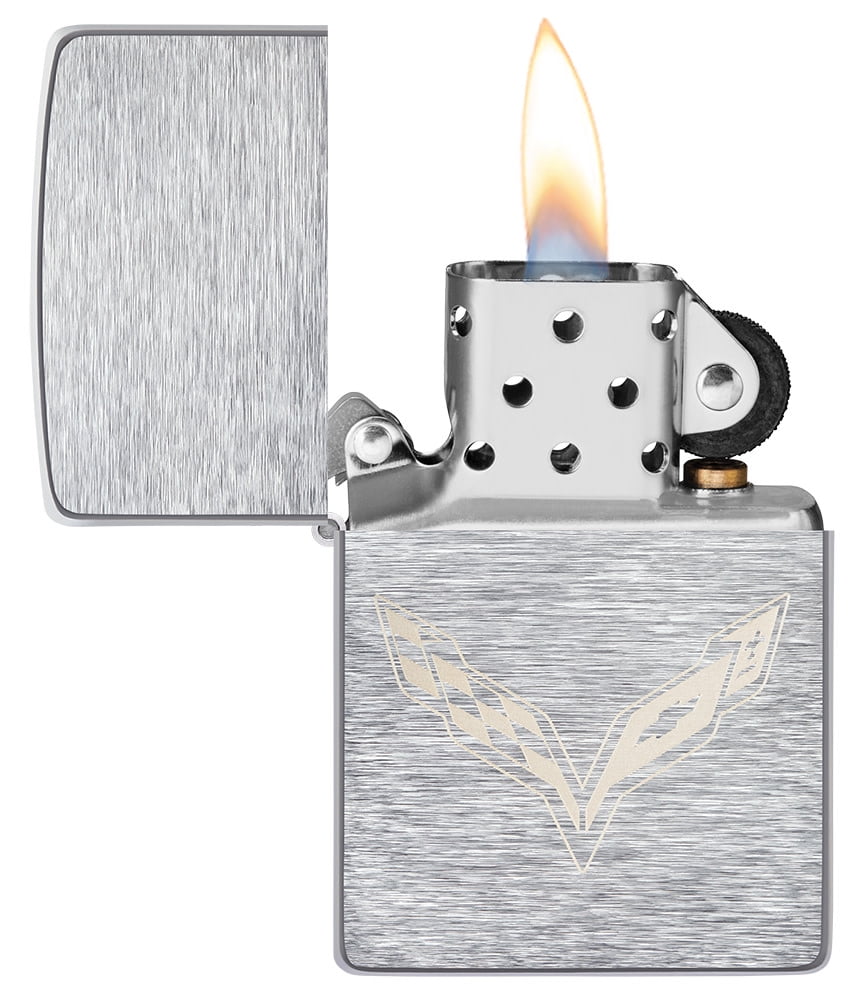 Zippo Chevrolet Corvette Logo Brushed Chrome Pocket Lighter