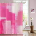 thumbnail image 1 of Cortina de ducha rosa intenso, acuarela rosa, pinceladas contemporáneas, pintura al óleo abstracta, cortina de baño de tela impermeable, lavable a máquina con 12 ganchos, 1 of 6