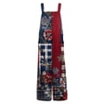 thumbnail image 6 of Iaqnaocc 4th Of July Jumpsuits for Women Plus Size American Flag Floral Print Sleeveless Wide Leg Summer One Piece Adjustable Strap Independence Day Flag Jumpsuits Rompers Wine 2XL, 6 of 6