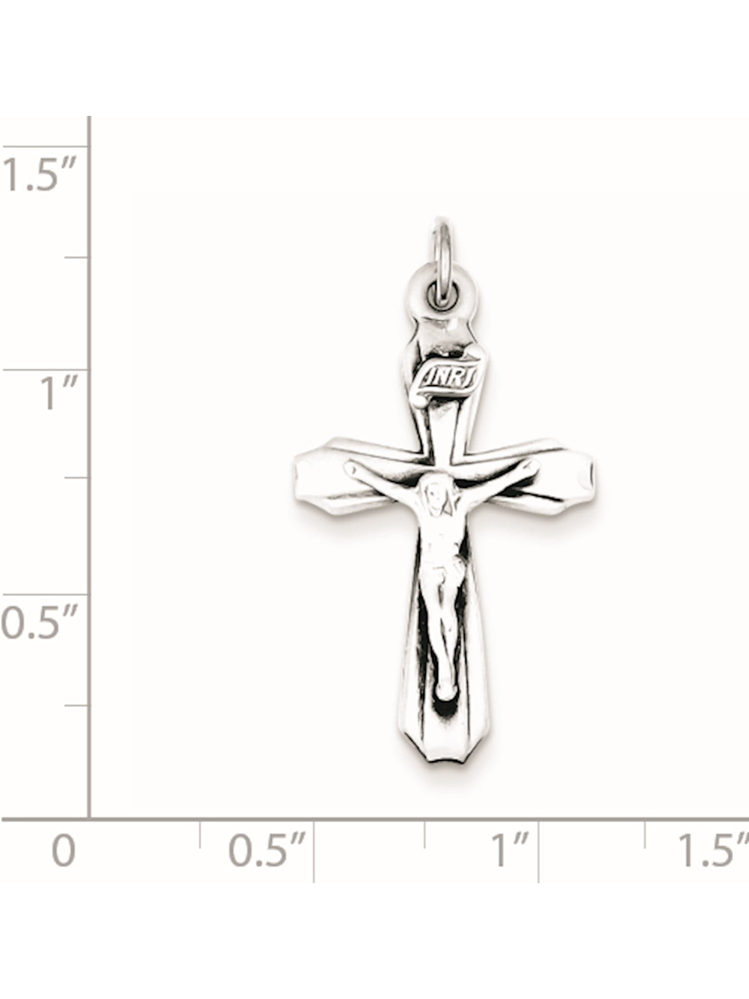 Sterling Silver Antiqued Brushed INRI Crucifix Pendant Solid Pendants /& Charms Jewelry