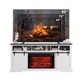 thumbnail image 6 of wow97e Fluted Fireplace TV Stand for TVs Up to 80 Inch with 30" Electric Fireplace, Modern Entertainment Center w/Waveform Panel Sliding Door & Adjustable Shelves for Living Room, 6 of 6