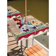 thumbnail image 2 of Outdoor Tablecloths with Umbrella Hole & Zipper, Red Gnomes 60x60 Inch Square Tablecloths, Spring Daisy Wildflowers Farmhouse Wooden Plank Waterproof Table Cloth, Patio/Pool/Picnic Table Covers, 2 of 8