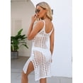 thumbnail image 3 of PARMPH Women's Swimwear Cover Ups Crochet Bathing Suit Cover Ups for Swimwear Women, Beach Bikini Cover Up Dress, White L, 3 of 7