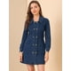 thumbnail image 4 of Vestido de mezclilla Allegra K para mujer cuello vuelto doble botonadura con cinturón Azul M, 4 of 6