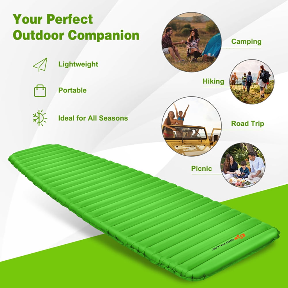 Resenkos 3 Inch Thick Inflatable Waterproof Camping Sleeping Pad-Green, Camping Mattress, Portable Roll Up Bed, Inflatable Outdoor Mat for Rooftop Tent Car Truck Van, 4 Season
