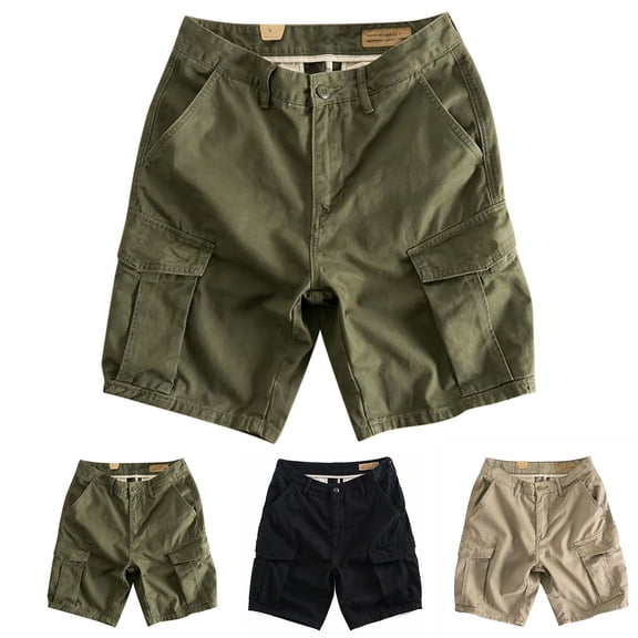 LILIYA Men's Cargo Shorts Elastic Waist Loose Lightweight Comfortable Shorts Drawstring Golf Outdoor Work Shorts with Multi Pockets