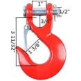 thumbnail image 3 of Astra Depot 2PCS 35,000LBS Forged Steel RED Latch Hook Safety Clevis Slip for 3/8" 1/2" Synthetic Winch Rope Grade 70, 3 of 7
