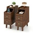 thumbnail image 1 of Gymax 2PCS Solid Wood End Table w/Pull-out Tray & 2 Storage Drawers Cable Management, 1 of 10
