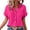 Hot Pink, variant on Short Sleeve Button Up Women, Womens Short Sleeve Summer Shirts Batwing Sleeve Pocket Patched Shirt Collared Tops Dressy Casual V Neck Blouses Button Up Shirts Women Coffee L