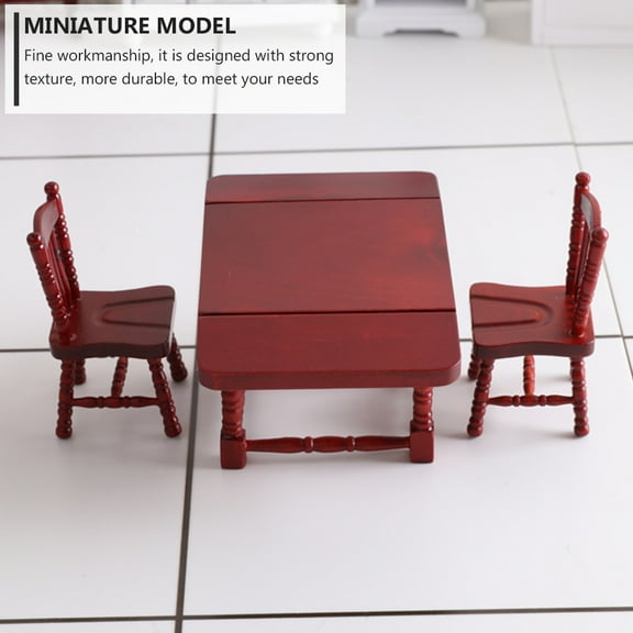 TAILTOSS 1 Set Mini Wooden Tables And Chairs Suit For Room Box 4.83X3.07X2.36in