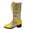 Yellow, variant on Women's Iridescent metallic Snake Print Mid Calf Boots Almond Toe Stacked Block Heel Long Combat Booties with Side Zipper