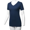 thumbnail image 5 of A2Y Women's Basic Solid Premium Rayon Short Sleeve V-neck T Shirt Tee Tops Midnight M, 5 of 6