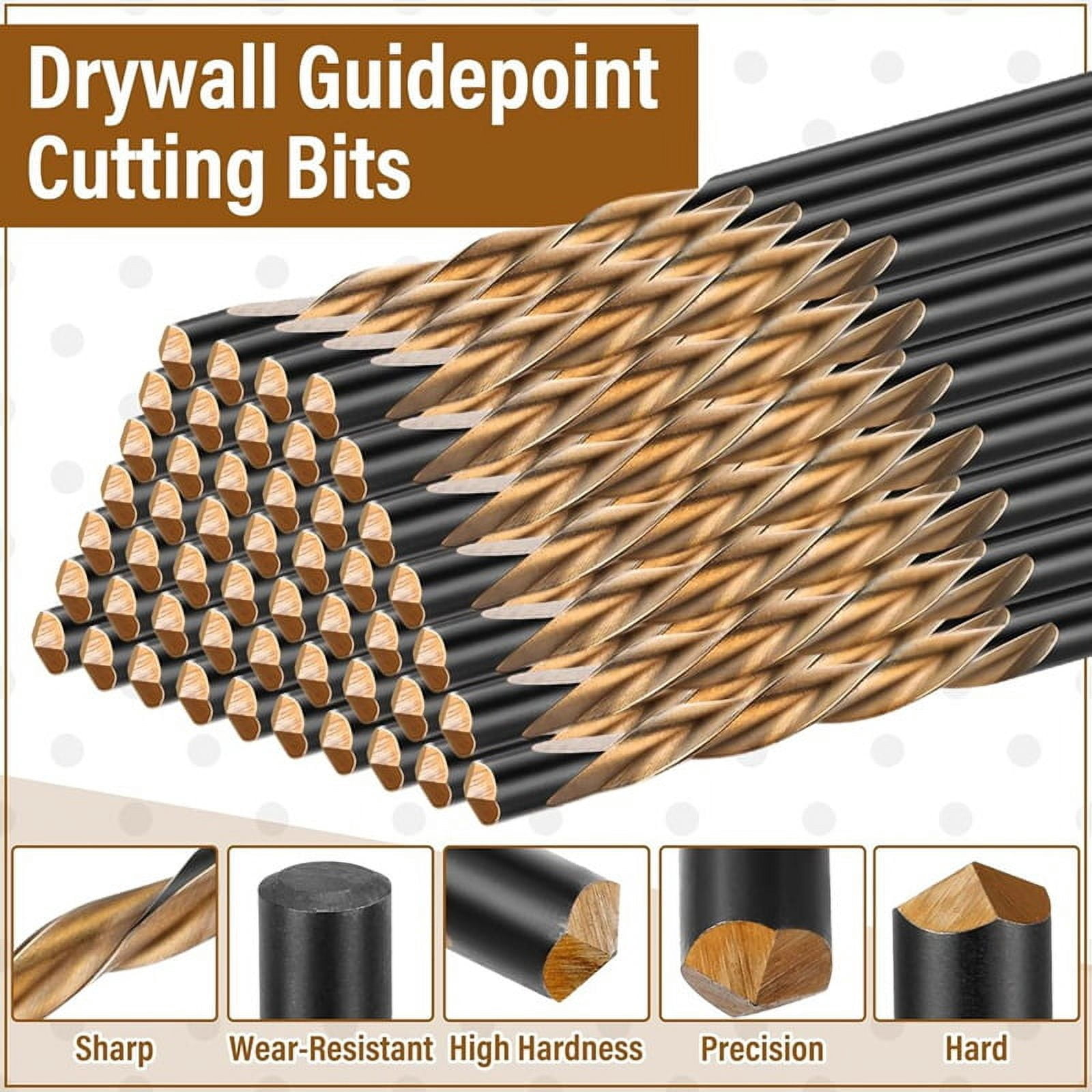 50pcs Drywall Drill Bits Pilot Point Cutting Drill Bits Diameter Drywall Router Drill Bits Drywall Tools for Spiral Saw