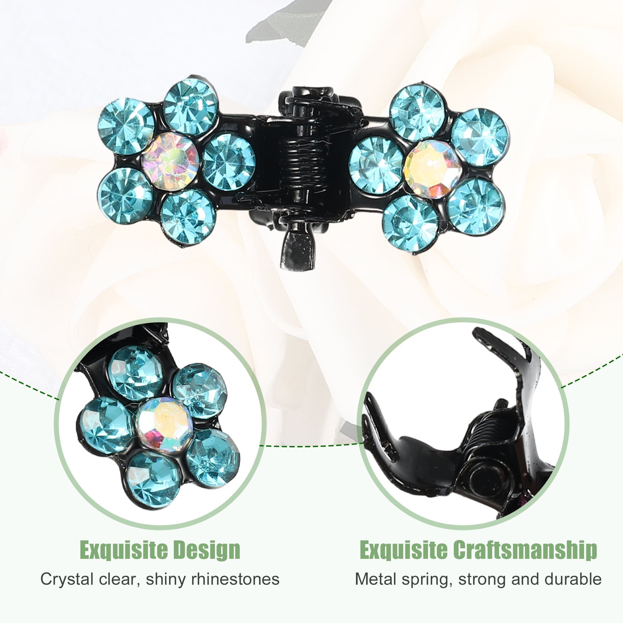 Unique Bargains 12Pcs Mini Hair Claw Clip Small Rhinestone Clips Blue
