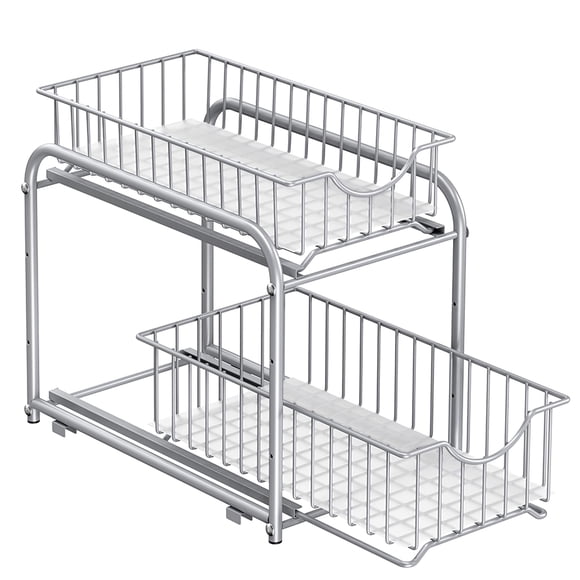 Organizador de armario SONGMICS de 2 niveles para debajo del fregadero, plata metalizada