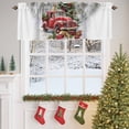 thumbnail image 4 of Valance Curtains for Kitchen Windows Xmas Tree Farm Red Truck DogRod Pocket Valance Winter Holly Berries White SnowflakesShort Window Curtain Topper for Bedroom Living Room Bathroom 42x12in, 4 of 7