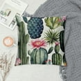 thumbnail image 2 of RUIYC  Pack of 2 Decorative Square Throw Pillow Covers Cushion Case  Green Blue Cacti Flower Soft Pillowcase Pillow Sham Protector for Bed Sofa Couch Home Decor, 2 of 5