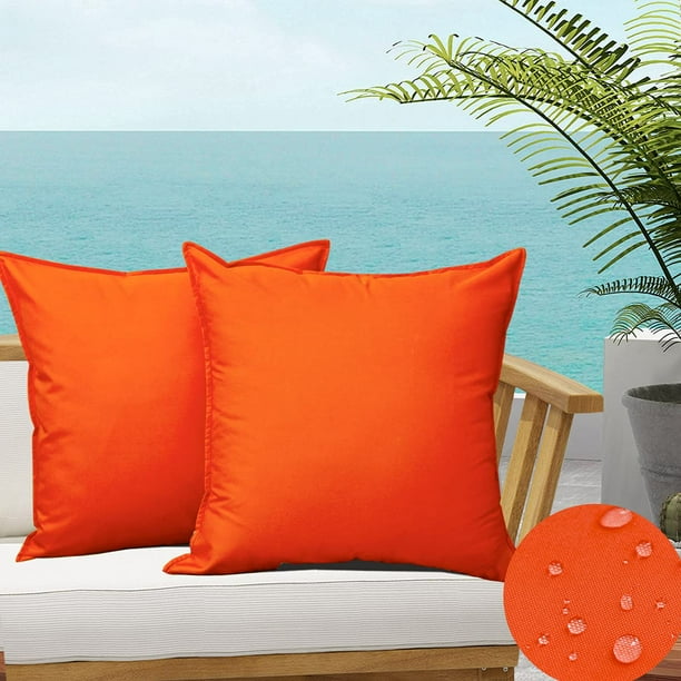 Fundas de almohada para exteriores SOFJAGETQ, impermeables, color naranja, 45 x 45 cm, paquete de 2