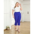 thumbnail image 2 of HDE Women's Plus Size Pull On Capris with Pockets Cropped Pants Royal Blue 1X, 2 of 6