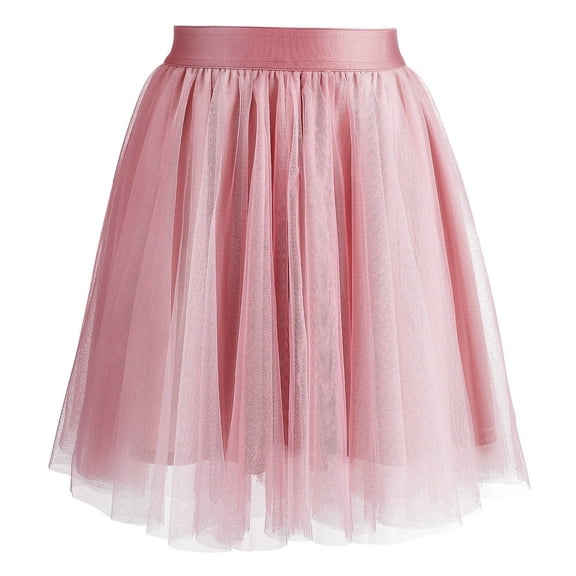 HOMEMAXS Pink Elastic Waist Tutu Skirt with Inner Lining for Women Made of Polyester