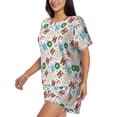 thumbnail image 2 of Balery Christmas Hohoho 1 Pattern Womens Pajama Sets 2 Piece Soft Short Sleeve Top and Shorts Sleepwear Round Neck Pjs Lounge Set with Pockets-Small, 2 of 7