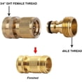 thumbnail image 2 of Conectores de manguera de agua de 3/4, conector rápido de latón, conector de grifo de rosca hembra y conector de rosca macho, accesorios de manguera de jardín para sistema de riego, 2 of 5