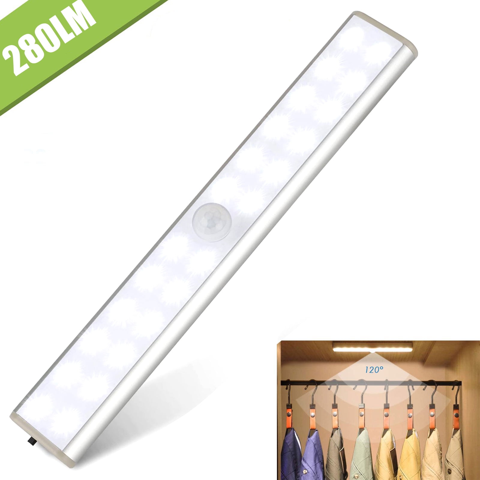 2PCS LED Closet Night Light Kitchen Wardrobe Motion Activated Warm White SS715 