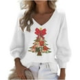 thumbnail image 2 of Craaazy Christmas Womens Shirts Christmas Printed Long Sleeve V Neck Fashion Clothing Xmas Womens Tops Gifts, 2 of 3