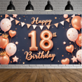 thumbnail image 5 of Rose Gold Decorative Happy Birthday Banner Celebration Balloon Festive Glitter Confetti Birthday Party Backdrop for Milestone Event Indoor Party Decoration Photo Prop, 5 of 5